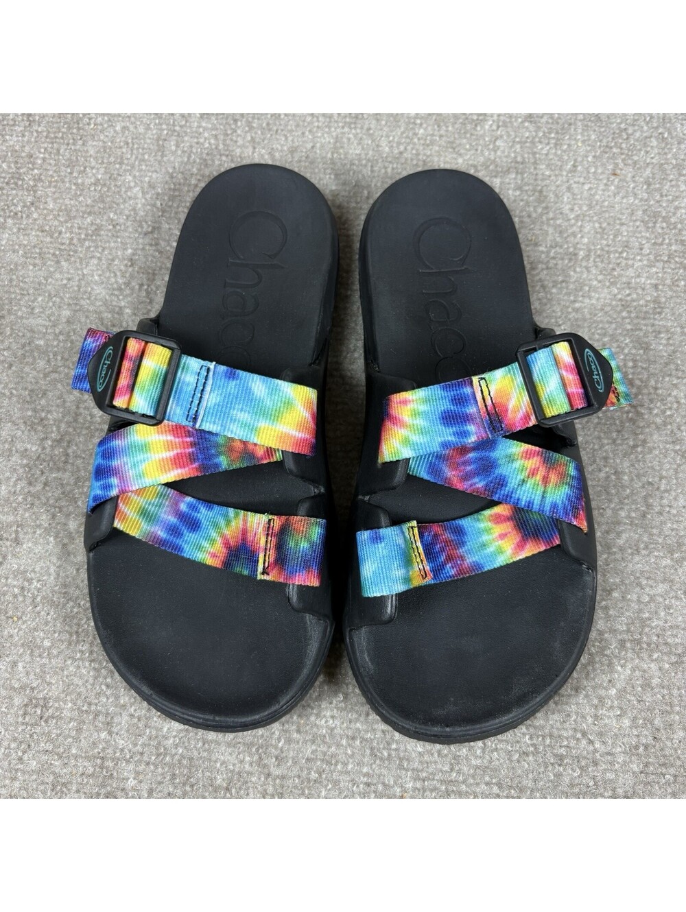 Chaco Chillos Women's Slide Rainbow Tie Dye Sandals Slides Size 8 EU 39 VGUC